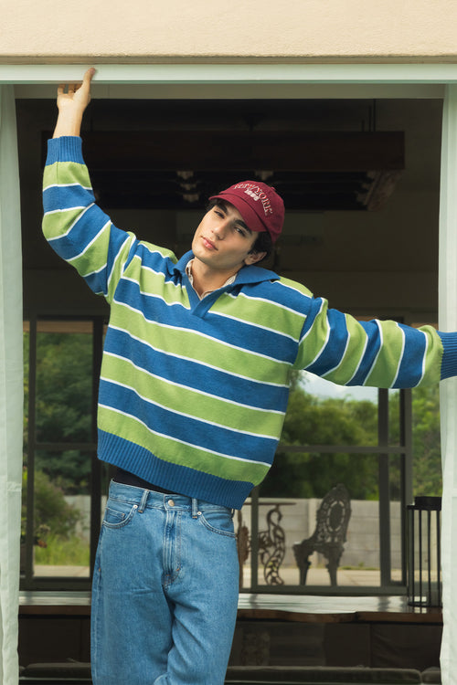 Classic Stripes Wool Blend Polo Jumper