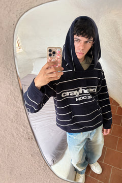 HOC 23 Classic Stripe Wool Blend Hoodie | Dark navy