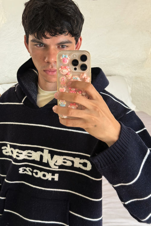 HOC 23 Classic Stripe Wool Blend Hoodie | Dark navy