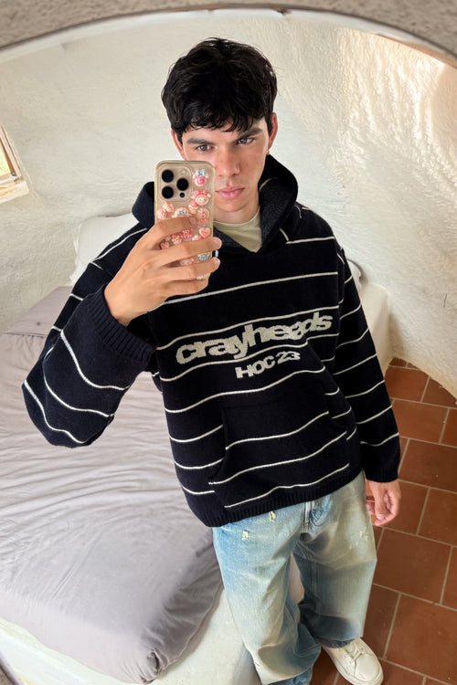 HOC 23 Classic Stripe Wool Blend Hoodie | Dark navy