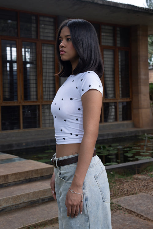 Classic White Polka Dot Baby Tee