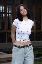 Classic White Polka Dot Baby Tee