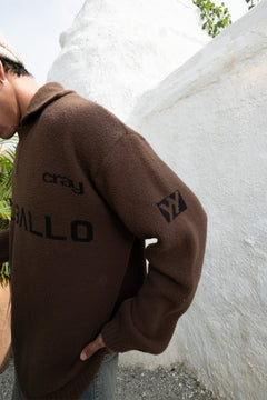 ELCABALLO Jacquard Knit Polo | Brown