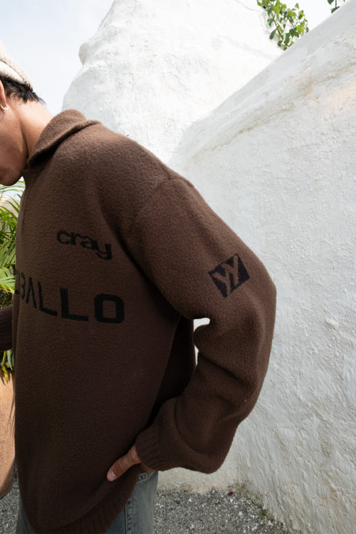 ELCABALLO Jacquard Knit Polo | Brown