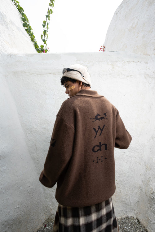 ELCABALLO Jacquard Knit Polo | Brown