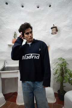 Madrid Jacquard Polo | Navy Blue