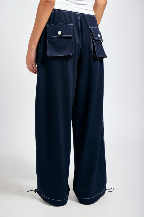 Out stitch Navy Blue Trousers