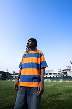 Orange and Blue Classic Wide Stripe Tee