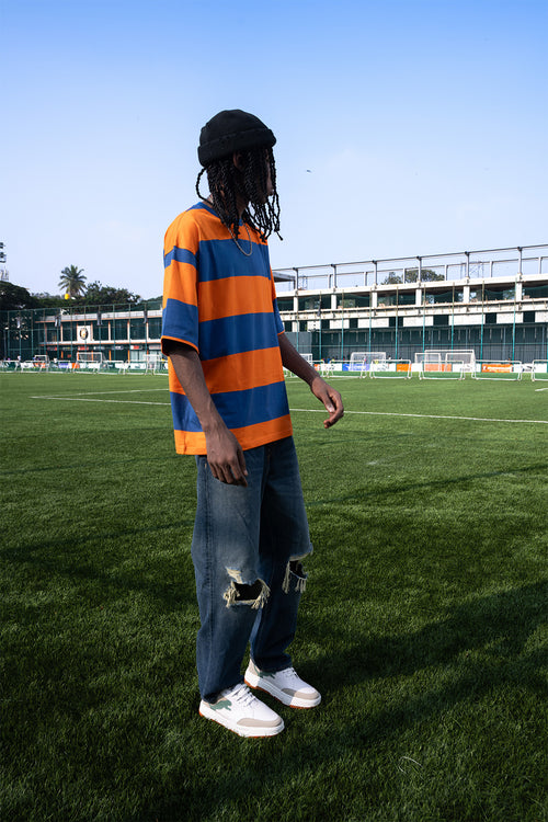 Orange and Blue Classic Wide Stripe Tee