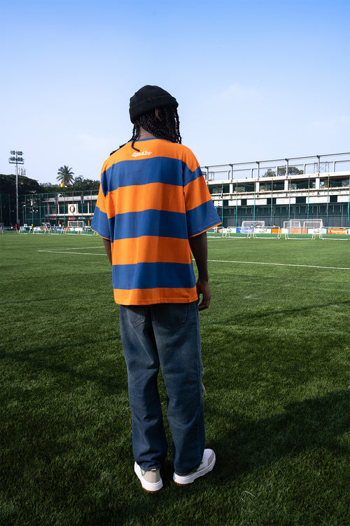 Orange and Blue Classic Wide Stripe Tee