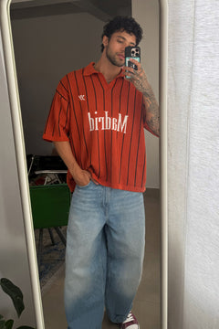 Madrid Jacquard Fine Knit Polo | Rust Orange