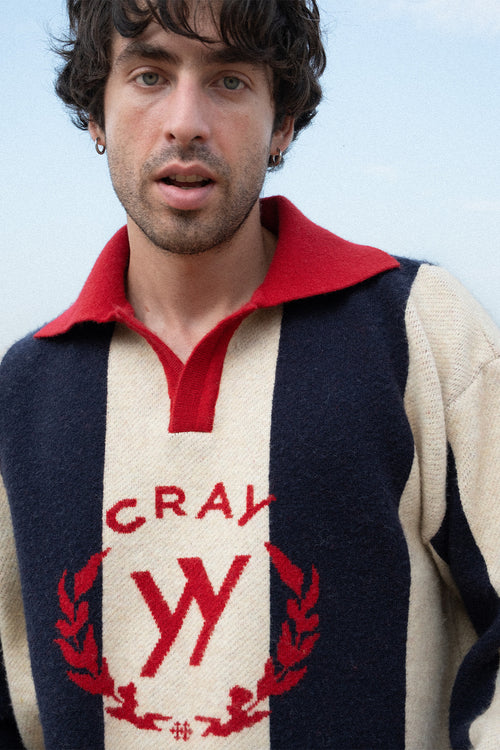 Red Collar Crest Knit Polo