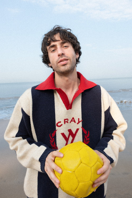 Red Collar Crest Knit Polo