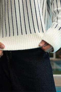 Vertical Stripes Jacquard Pullover Sweater