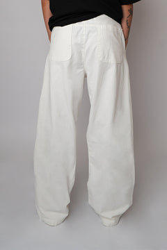 White Twill Straight Fit Pants