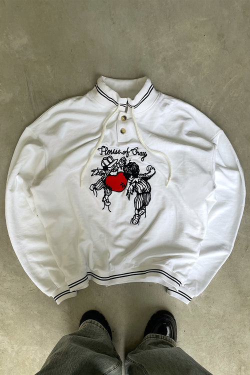 White Crewneck Sweatshirt | Heart and Cherub