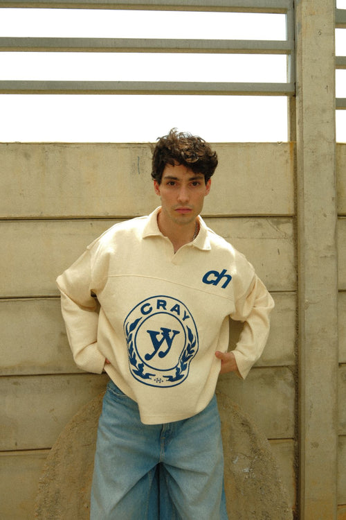 CH Waffle Polo – Washed White
